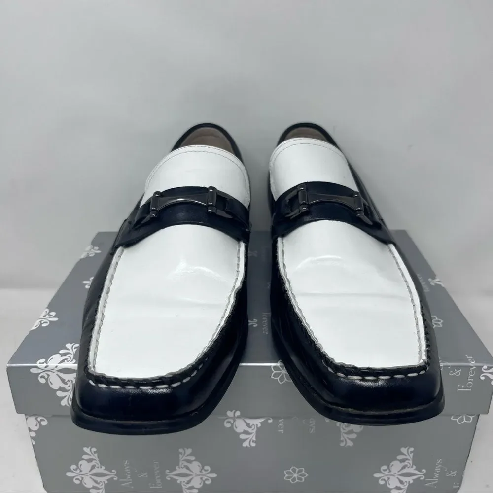 Stacy Adams Wana Bond Street Two-tone Black White Leather Loafers 10